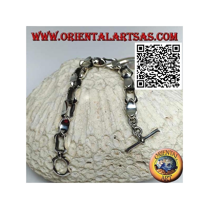 Pulsera de plata con cierre de anillos cóncavos de 22 cm x 10 mm