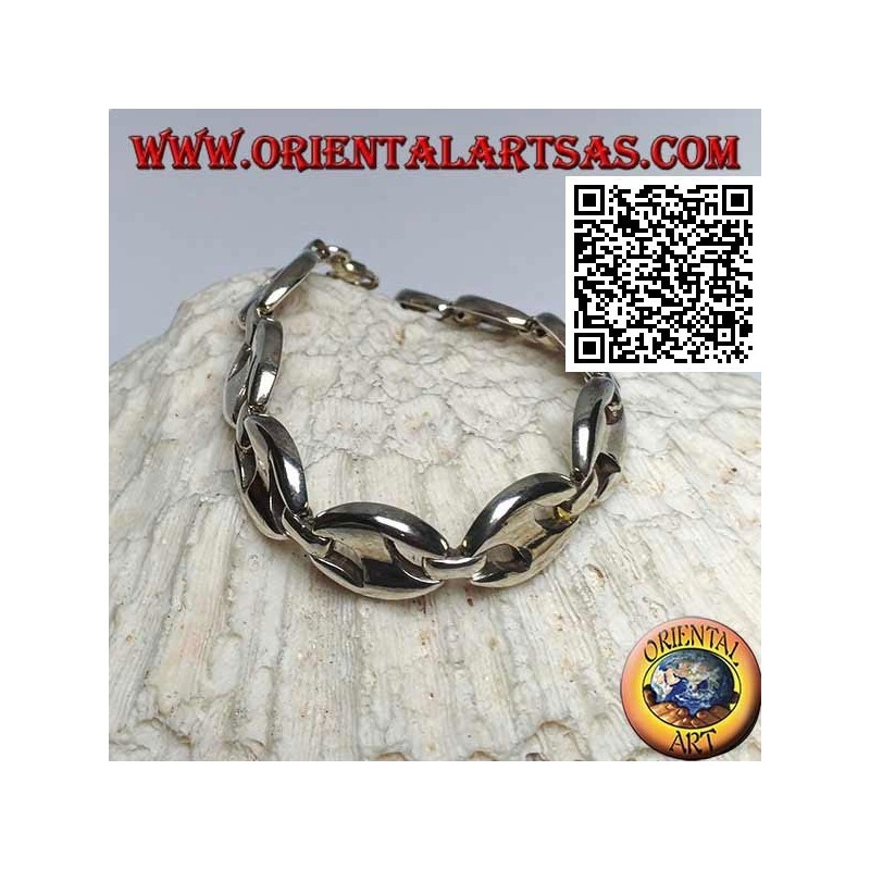 20 cm x 13 * 3 mm durchbrochenes ovales Silberarmband