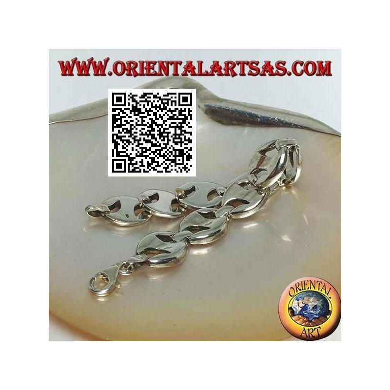 20cm x 13 * 3mm openwork oval silver bracelet