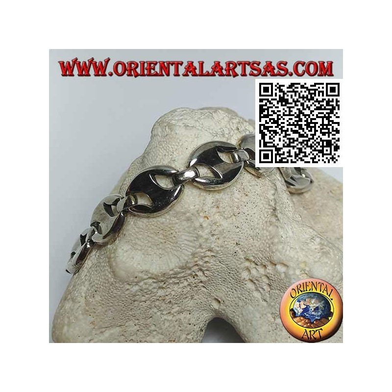 20cm x 13 * 3mm openwork oval silver bracelet