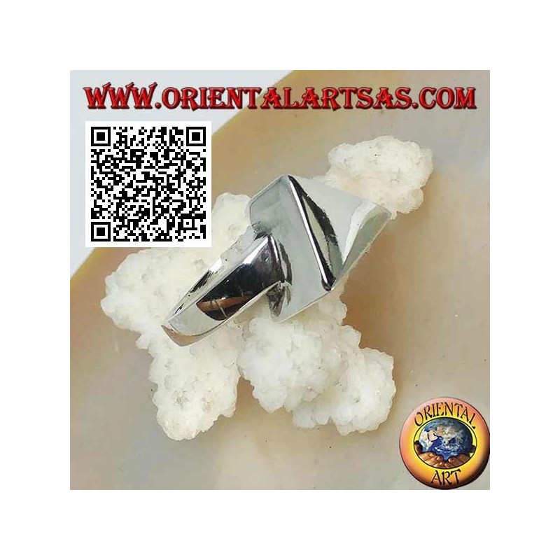 Glatter Silberring mit dreieckigem Prisma