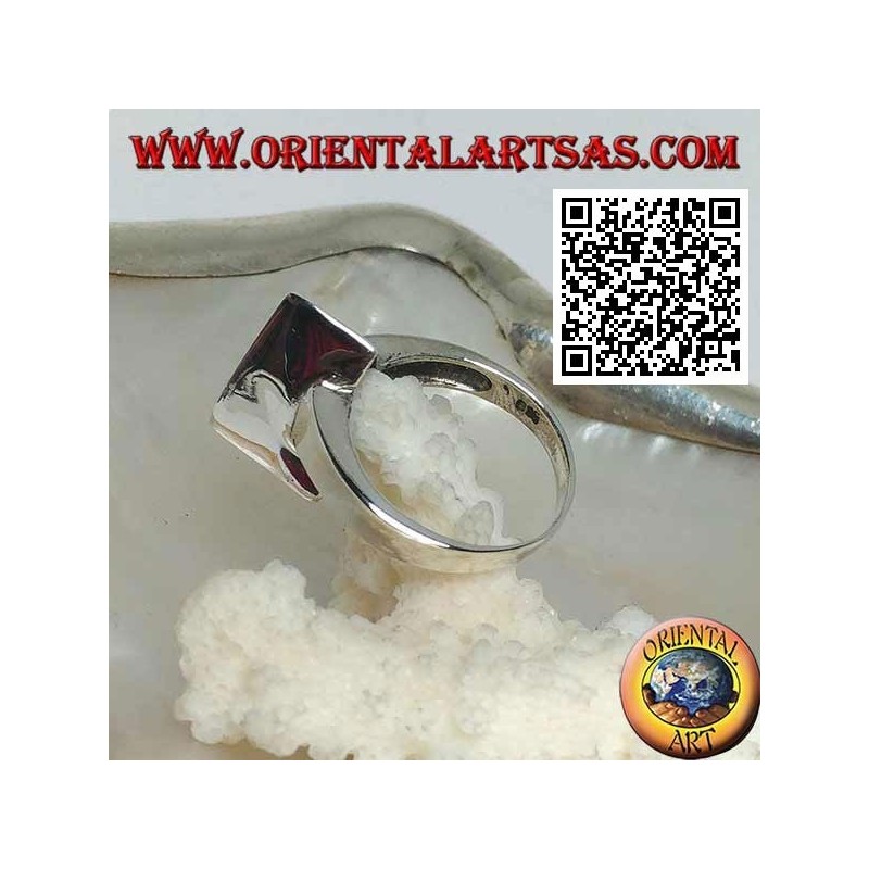 Glatter Silberring mit dreieckigem Prisma