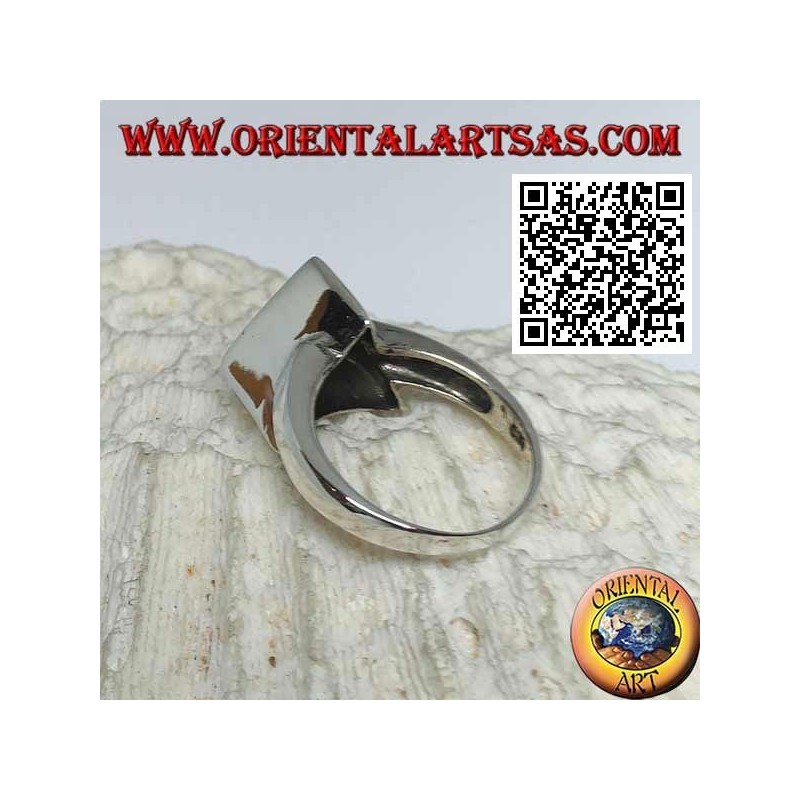 Glatter Silberring mit dreieckigem Prisma