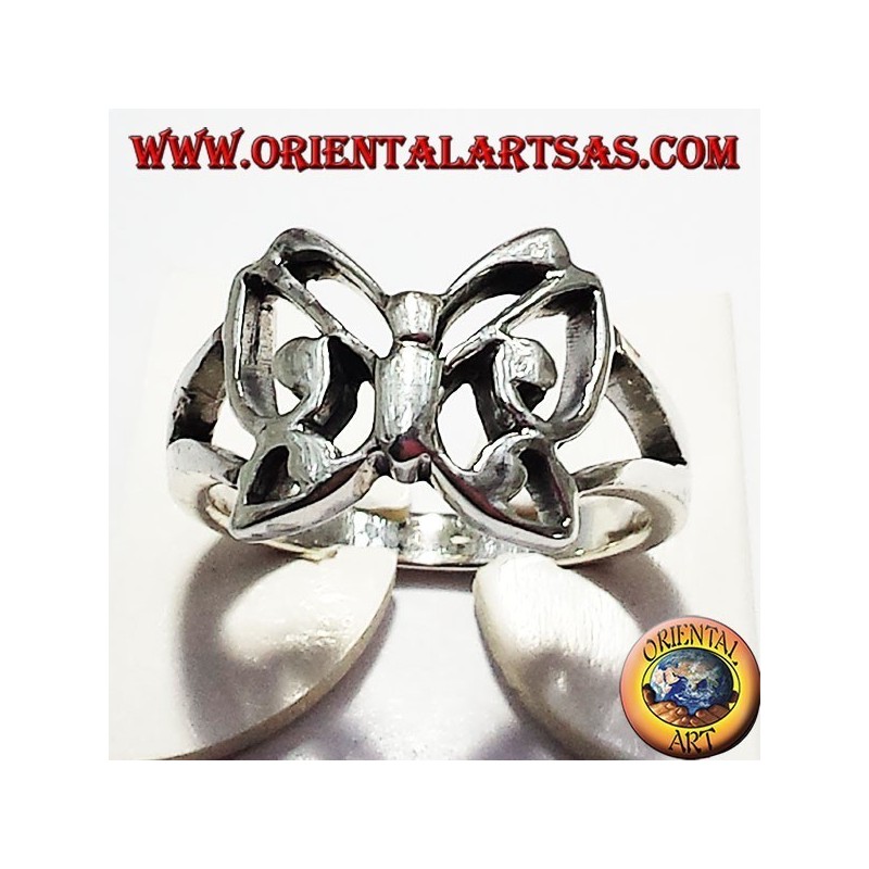 anneau de papillon en argent massif
