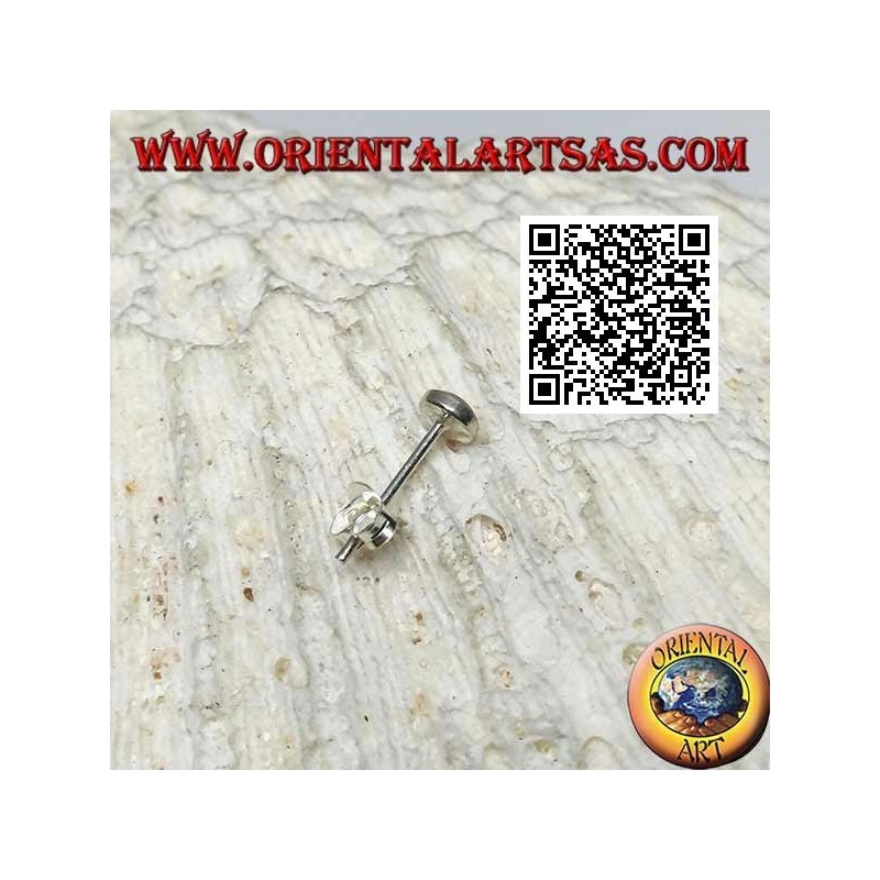 Mini silberner Ohrring, rund mit Lächeln (rot und weiß)