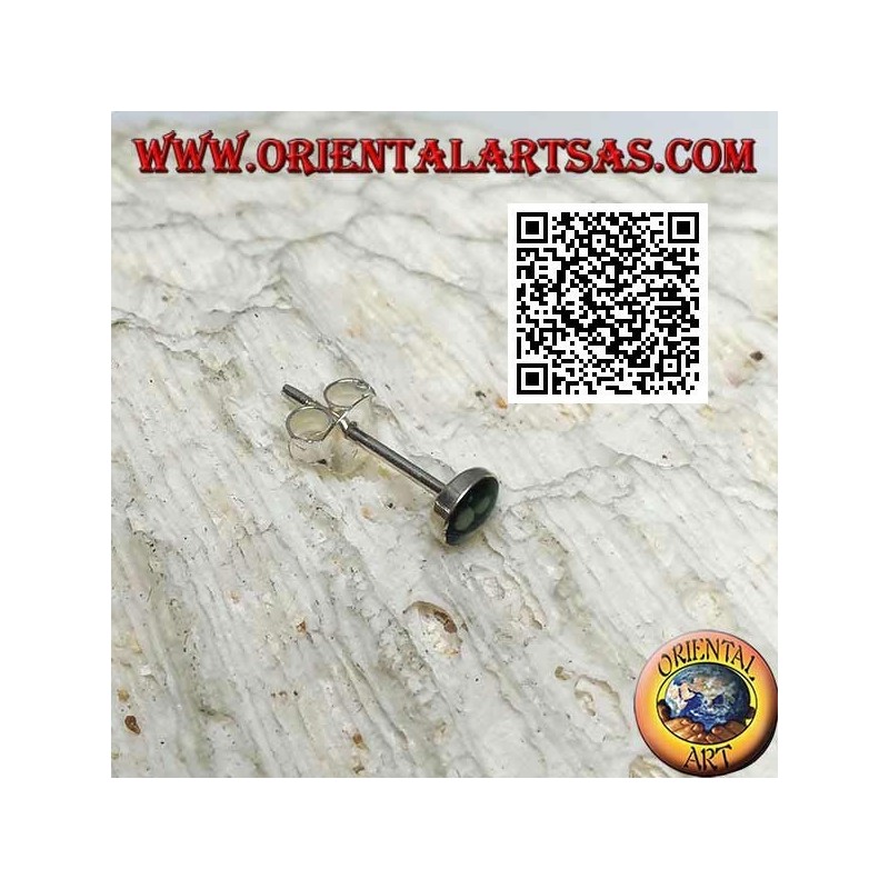  Mini silver earring, round with smile (green and white)