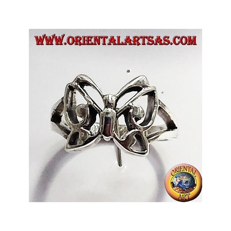 anneau de papillon en argent massif