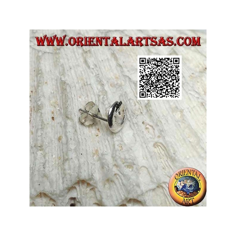 Mini silver earring, with moon and star hanging smooth and rounded