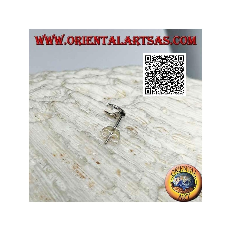 Mini silberner Ohrring, mit Mond und Stern hängen glatt und abgerundet