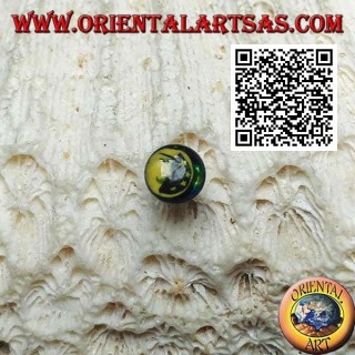 Mini pendiente de plata, cara redonda con estrellas (negro y amarillo)