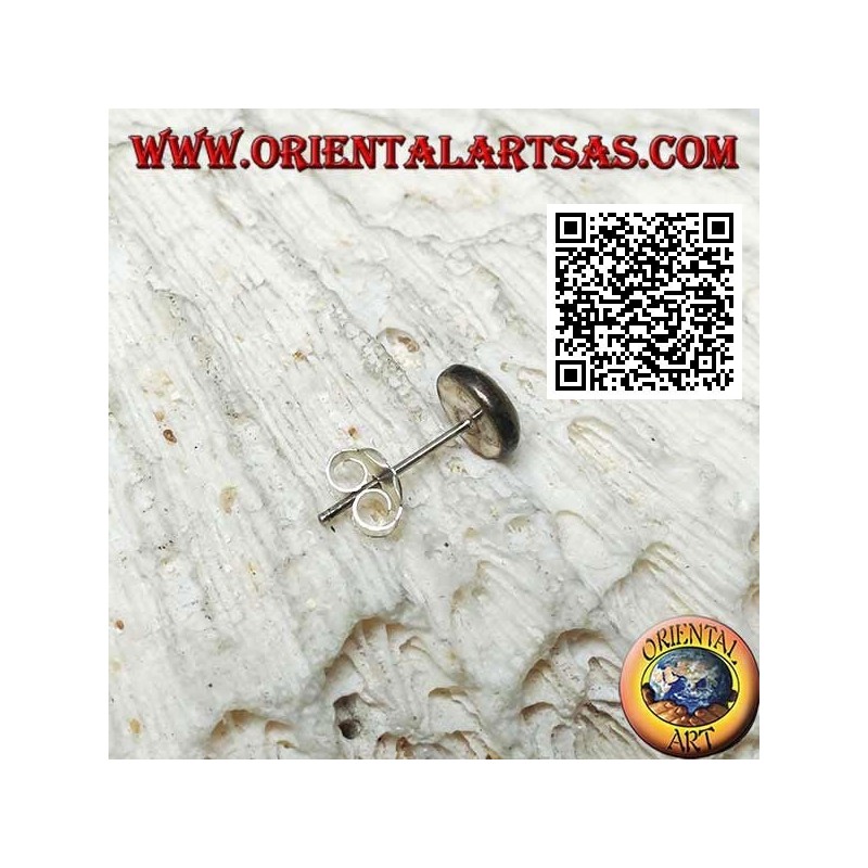 Mini orecchino d'argento, tondo volto con stelle (nero e giallo)