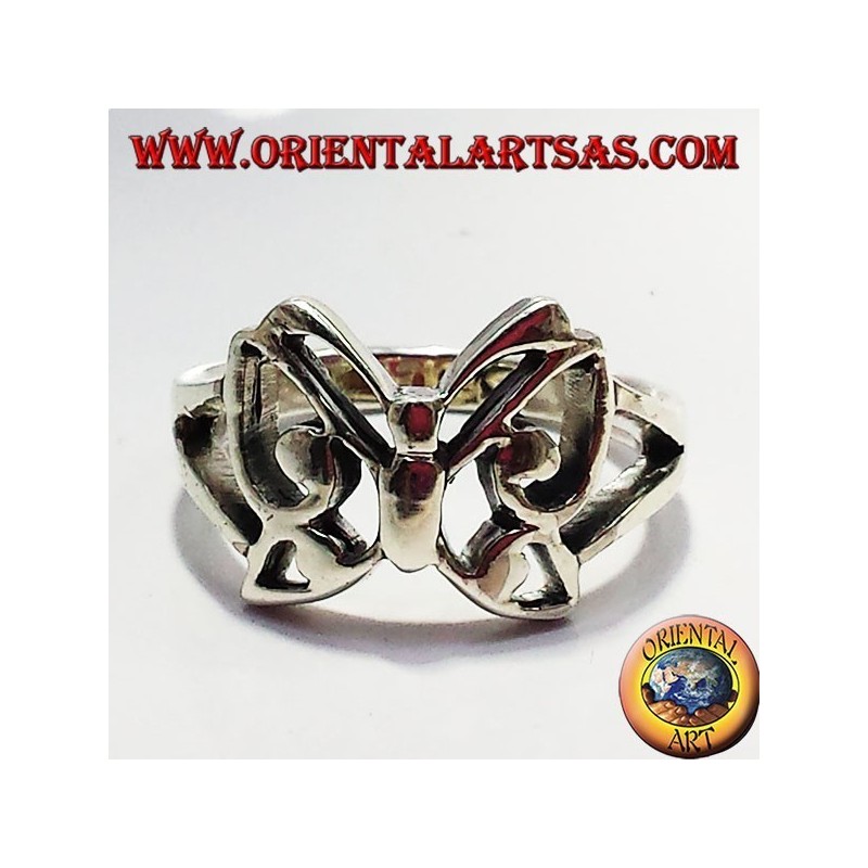 anneau de papillon en argent massif