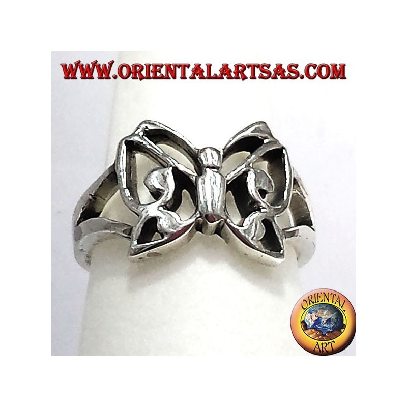 anello  farfalla, in argento