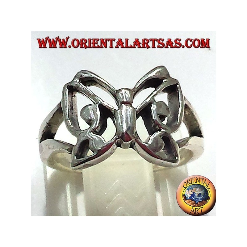 anello  farfalla, in argento