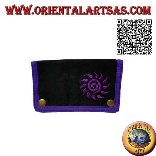Portatabacco con sole spirale e zip interna, in 100% cotone e chiusura a clip (viola)