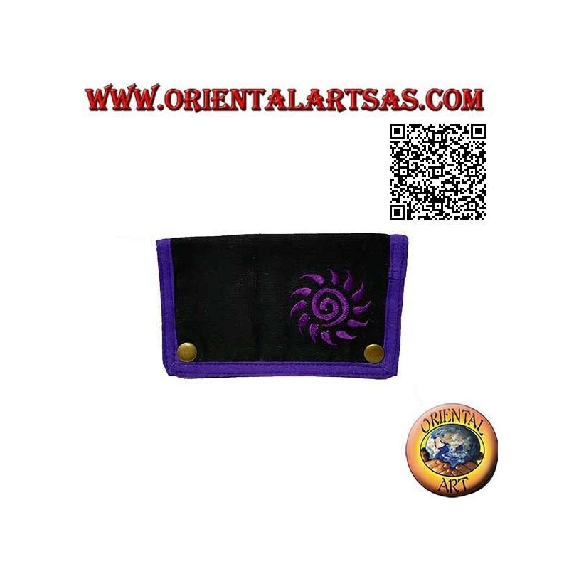 Portatabacco con sole spirale e zip interna, in 100% cotone e chiusura a clip (viola)