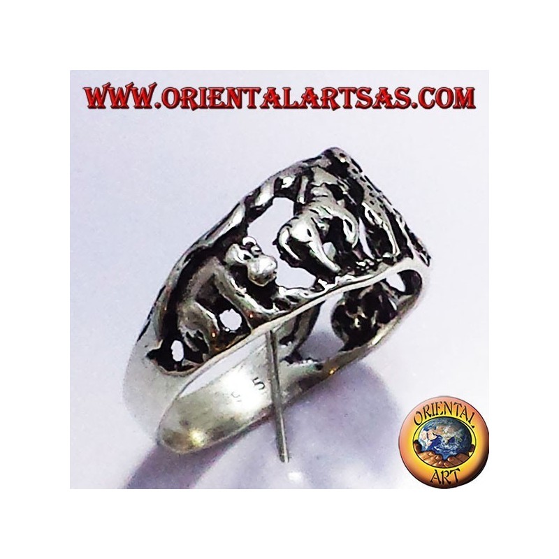 Anello in argento, animali della Savana Africana