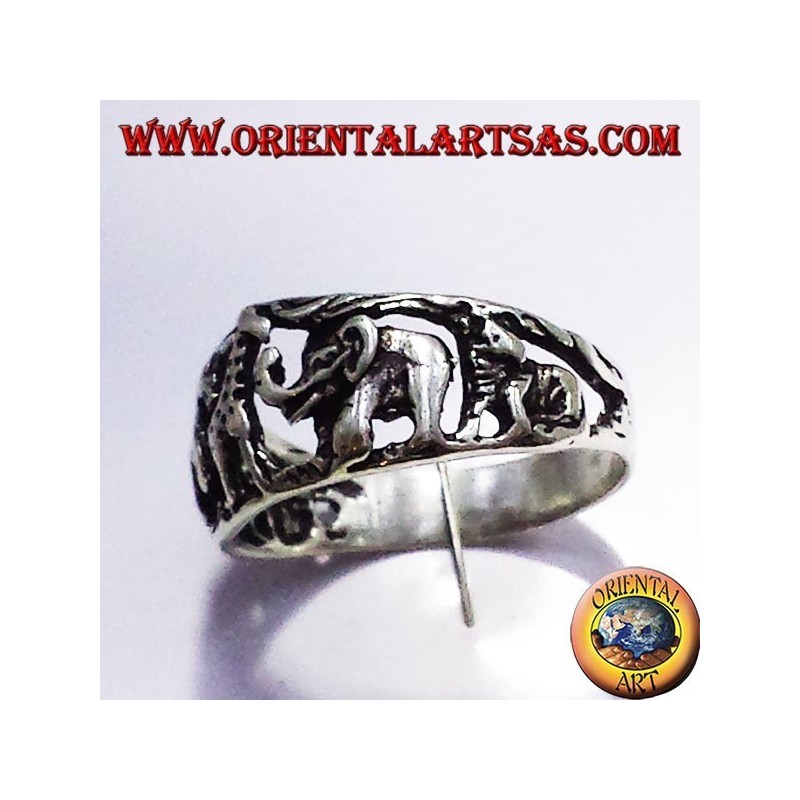 Silver ring, animals of the African Savannah