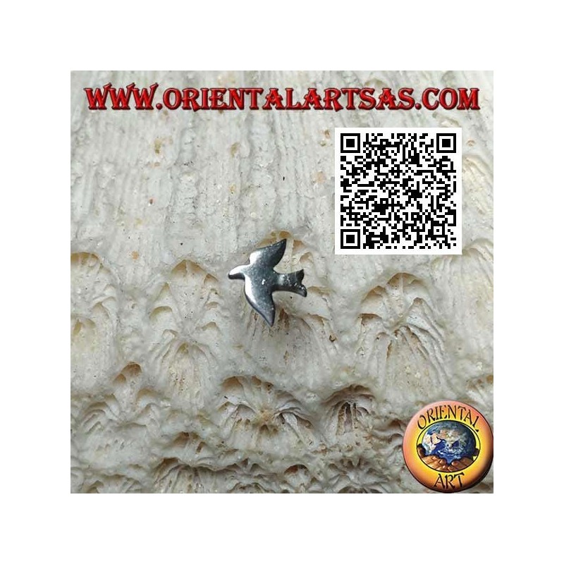 Mini boucle d'oreille en argent, l'hirondelle plate et lisse