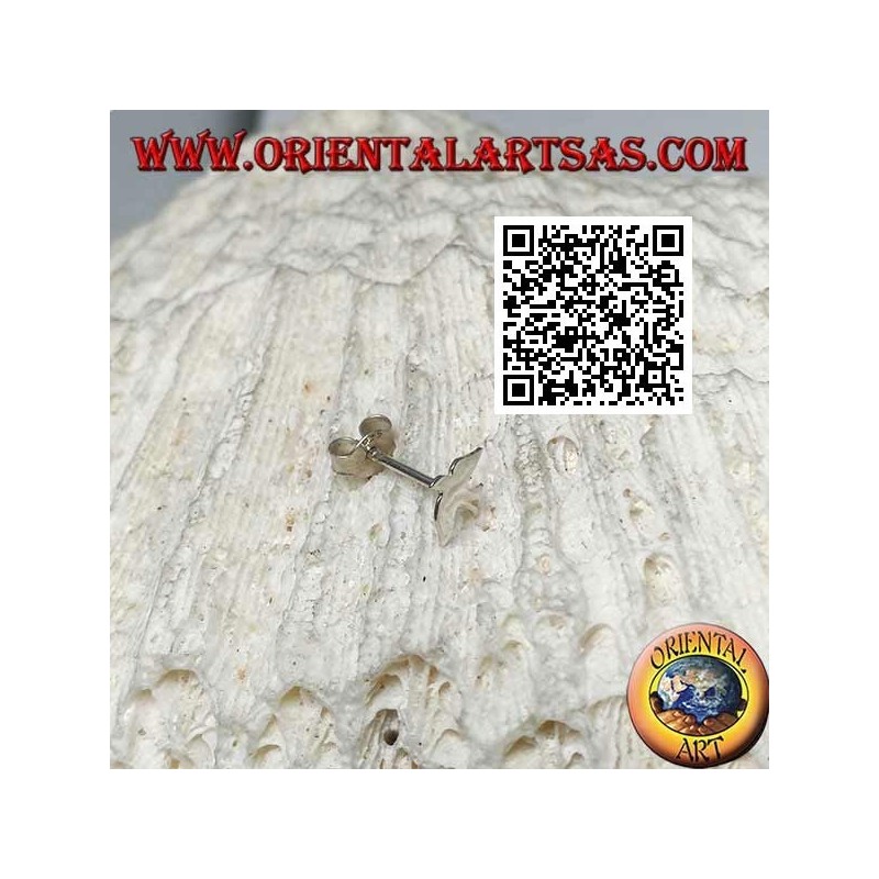 Mini silver earring, the flat and smooth swallow