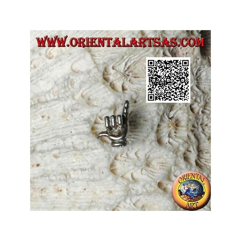 Mini boucle d'oreille en argent, le signe de la Shaka (salutation des surfeurs)