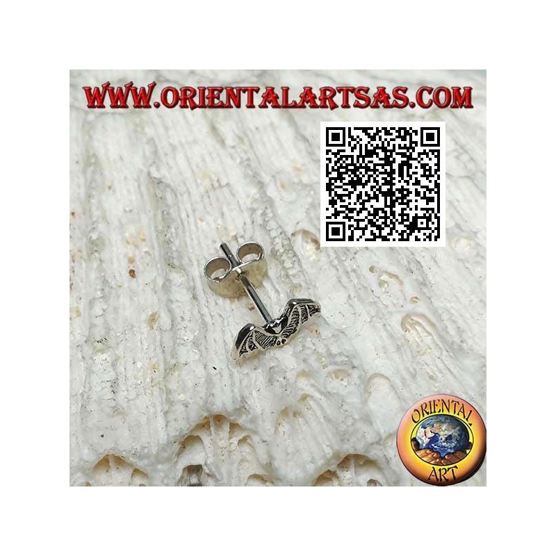 Mini boucle d'oreille en argent, la chauve-souris