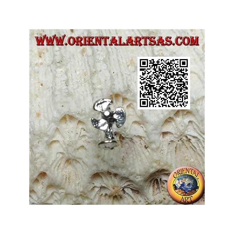 Mini boucle d'oreille en argent, l'éventail