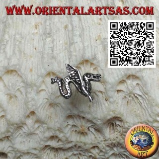 Mini boucle d'oreille en argent, le serpent de mer ailé