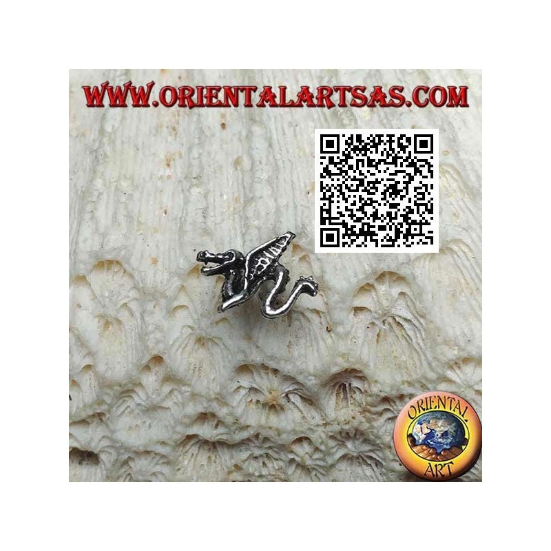 Mini silver earring, the winged sea snake