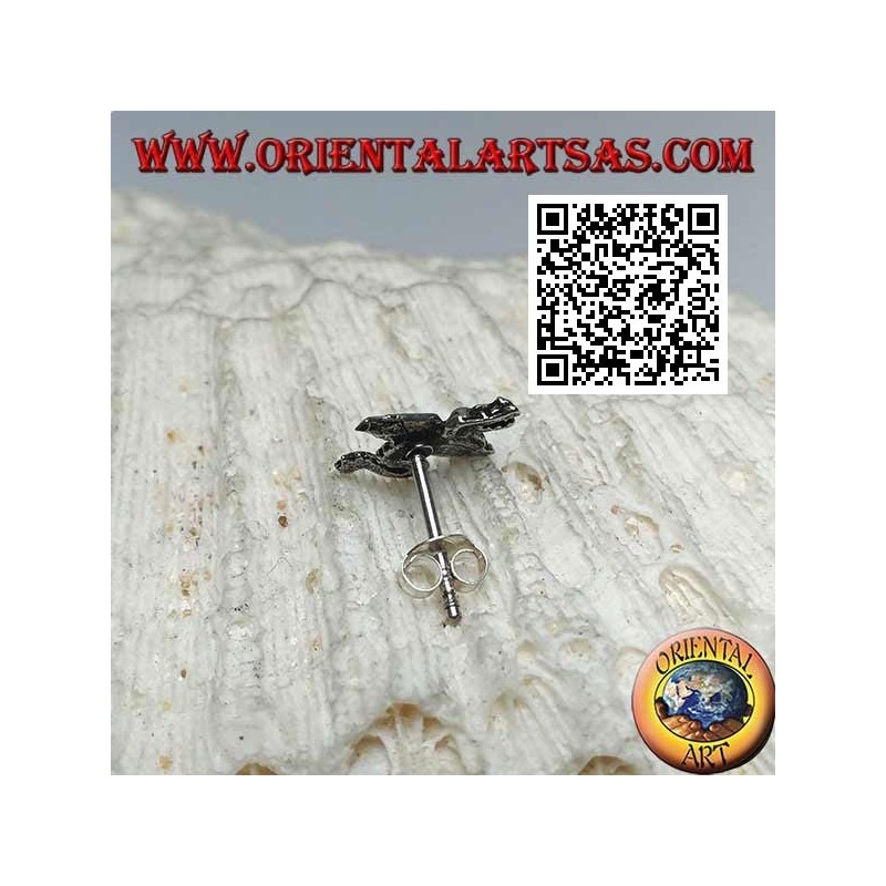 Mini silberner Ohrring, die geflügelte Seeschlange