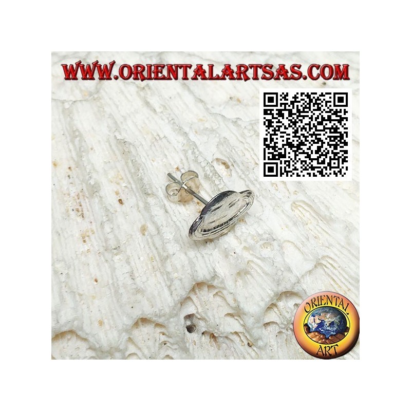 Mini silver earring, the planet Saturn