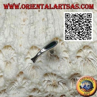 Boucle d'oreille mini en argent, le dauphin avec agate verte au dos