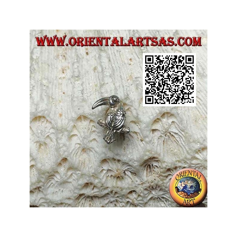 Mini silver earring, the parrot