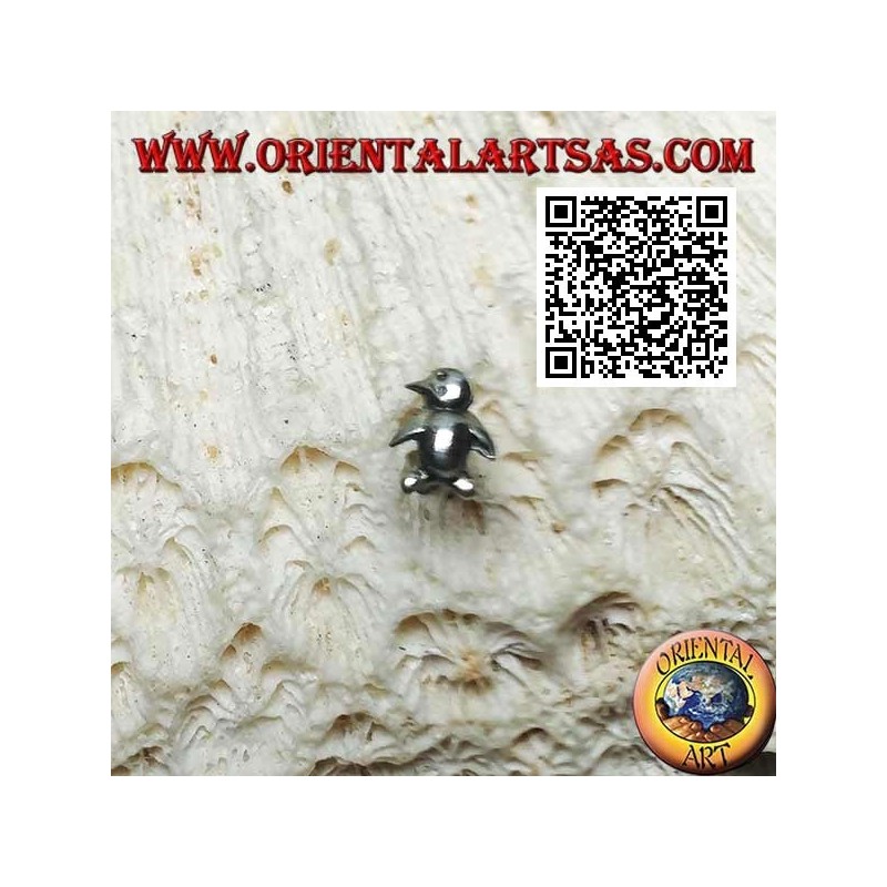 Boucle d'oreille mini argent, le pingouin