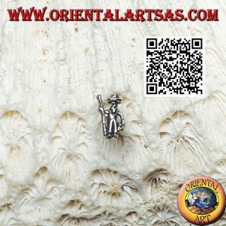 Mini silver earring, the shepherd with the stick