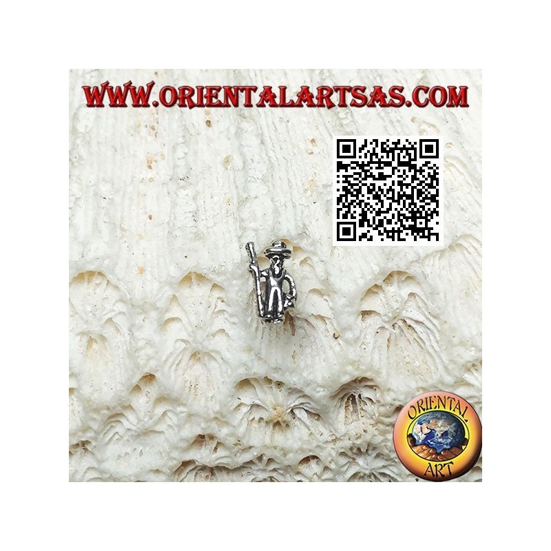 Mini silver earring, the shepherd with the stick