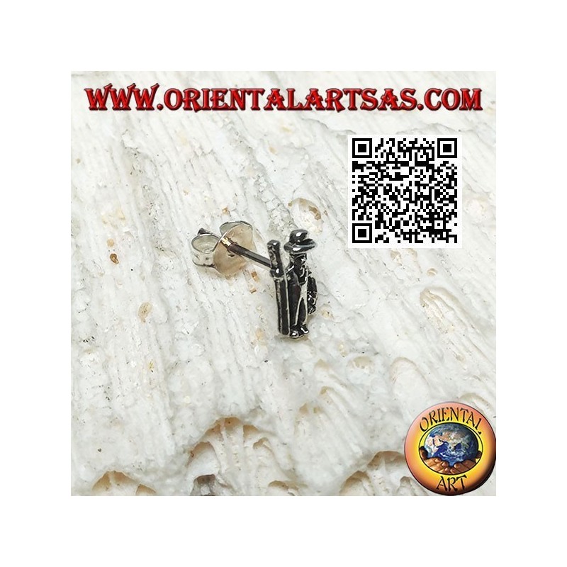 Mini silberner Ohrring, der Hirte mit dem Stock