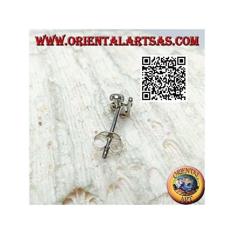 Mini silver earring, the shepherd with the stick