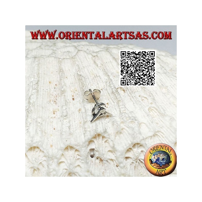 Mini silver earring, symbol of communism "hammer and sickle" (b)