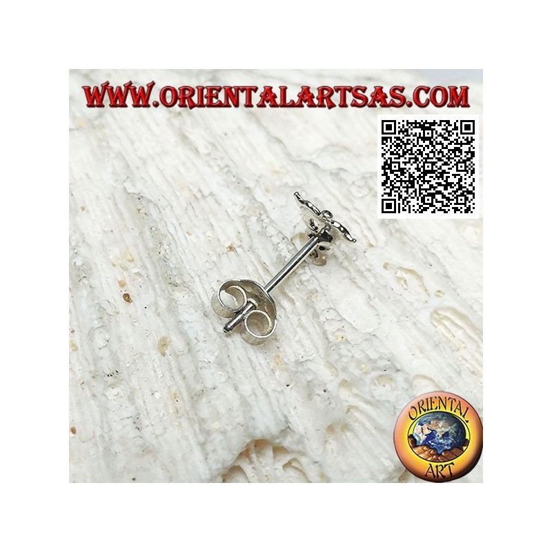 Mini silver earring, the Caduceus (symbol of doctors and pharmacists)