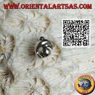 Mini silberner Ohrring, der Delphin am Ball (a)