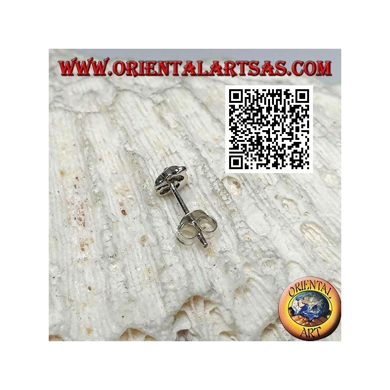 Mini boucle d'oreille en argent, le dauphin sur la balle (a)