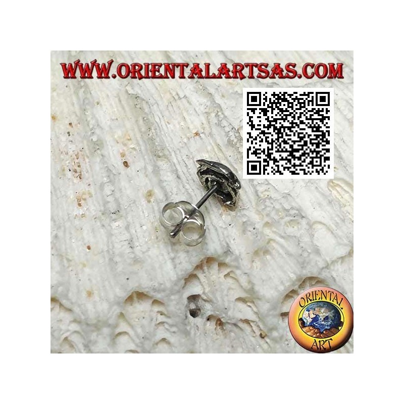 Boucle d'oreille mini argent, le dauphin sur la balle (b)