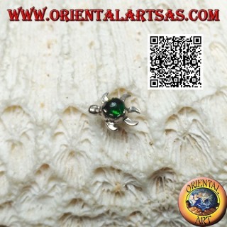 Mini boucle d'oreille en argent, la tortue de mer à la carapace verte