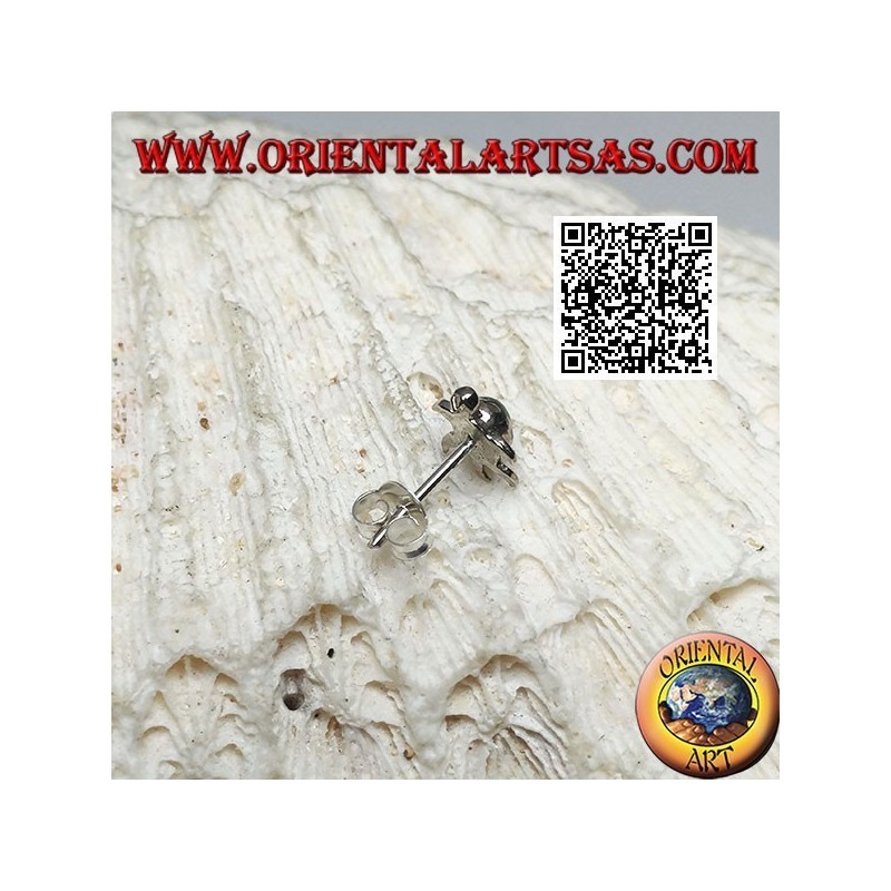 Mini silver earring, the sea turtle with the green shell