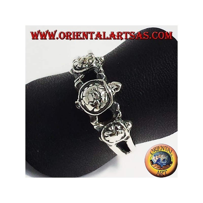 Anello tre tartaruga in argento