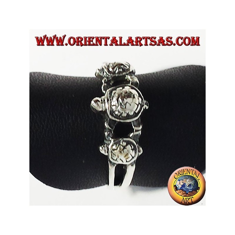 Anello tre tartaruga in argento