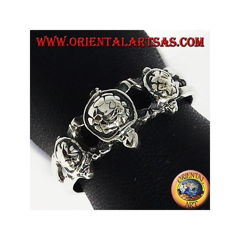 Anello tre tartaruga in argento