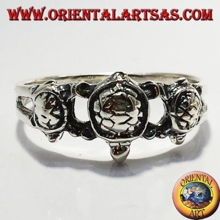 Anello tre tartaruga in argento