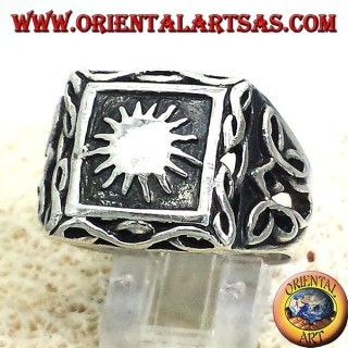 silver ring with sun